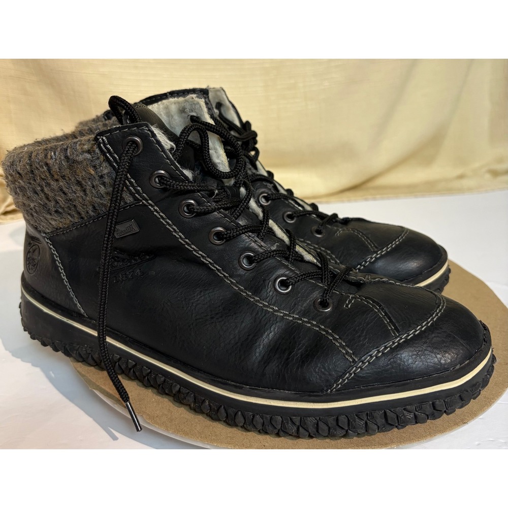 Rieker Antistress Boots Women 41 Black Excellent Rieker-Tex Knit Faux Fur Lined
